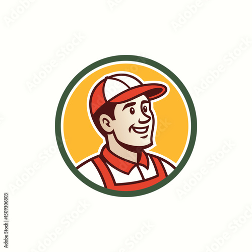 Man in Cap Icon Badge Emblem: An emblem featuring a man wearing a cap, perfect for sports teams and Esports organizations.