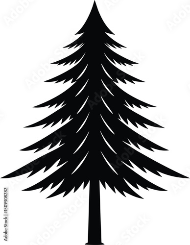  pine tree silhouette, pointed branches, forest shape
