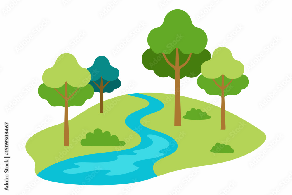 Fototapeta premium landscape with trees and water