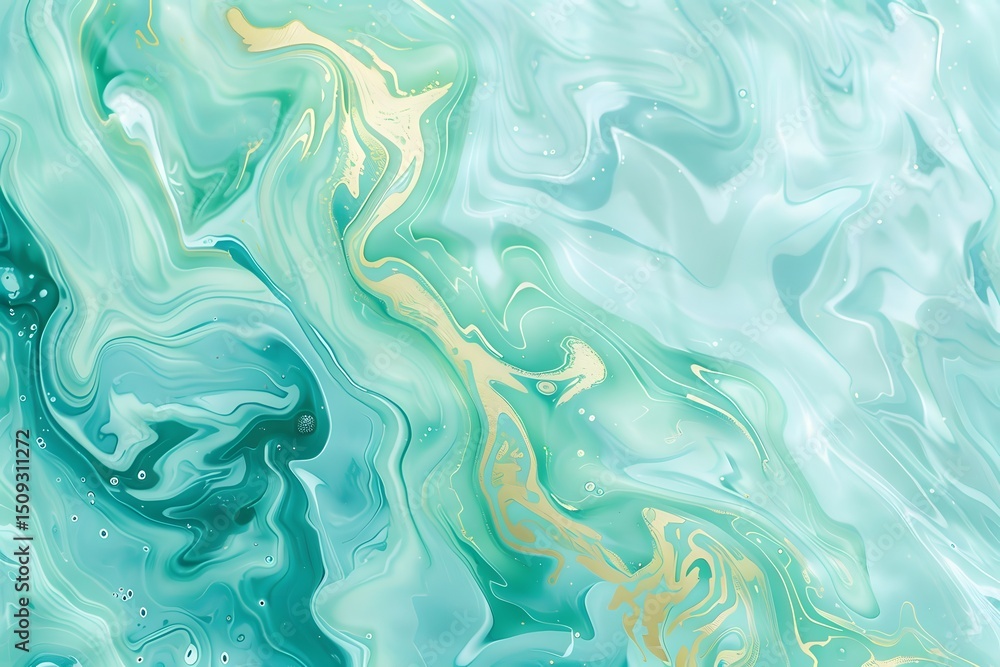 Mesmerizing pastel hydrodip marble texture with shimmering shades of green and blue Mesmerizing pastel hydrodip marble texture with shimmering shades of green and blue