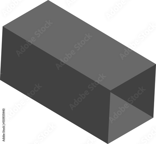 Short box structure built with extended depth and slanted geometric dimensions.