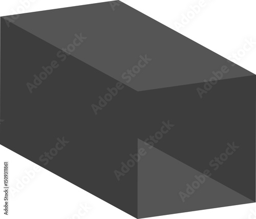 Rectangular block with thick proportions and frontal shadow adding structured dimensional effect.