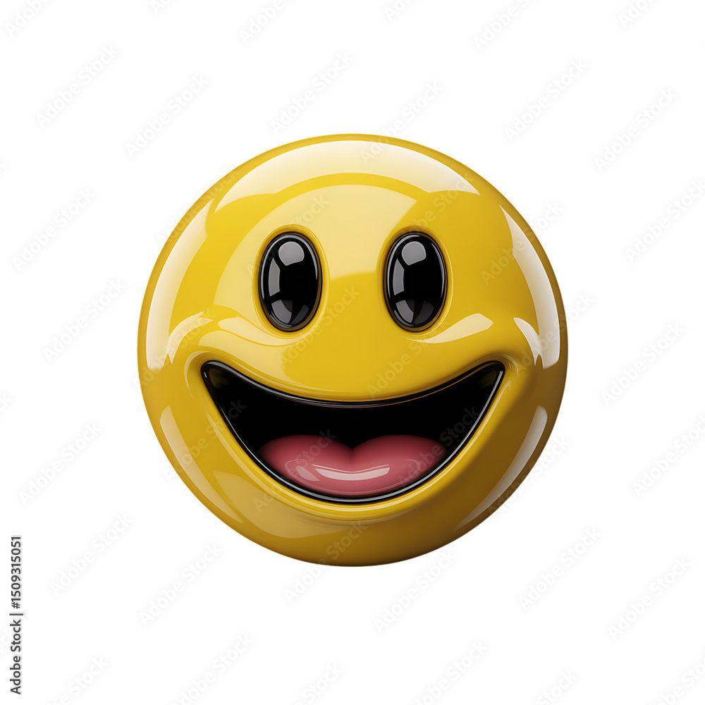 Fototapeta premium Radiating joy A gleaming yellow emoji bursts with laughter and exuberance on transparent background