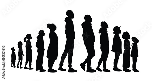 Group of people standing silhouette vector illustration. people vector illustration on a white background and show the diversity and unity of the group.