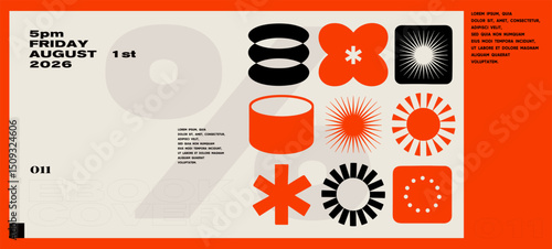 Striking ebook cover design with orange and black symbols, abstract shapes, and minimalist type, suitable for futuristic branding and bold visual storytelling.