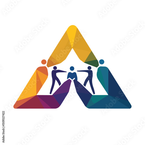 Professional Teamwork People in Triangle Icon Vector Illustration for Business Collaboration Concept