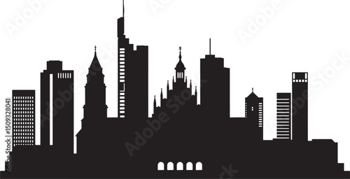 Frankfurt am Main City Skyline Vector Illustration - Modern Architecture Silhouette
