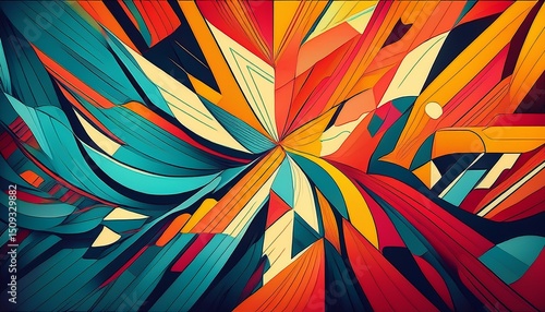 Wallpaper Mural abstract geometric design with vibrant colors forming a dynamic pattern perfect for modern art backgrounds and creative projects showcasing contemporary aesthetics Torontodigital.ca