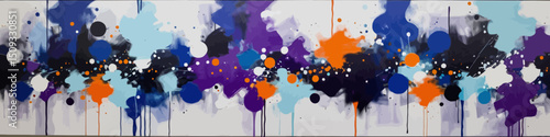 Abstract Expressionist Painting with Bold Colors-Modern Art Wall Decor-Large Canvas Print-Contemporary Home Design-Blue-Orange-Purple Acrylic Artwork