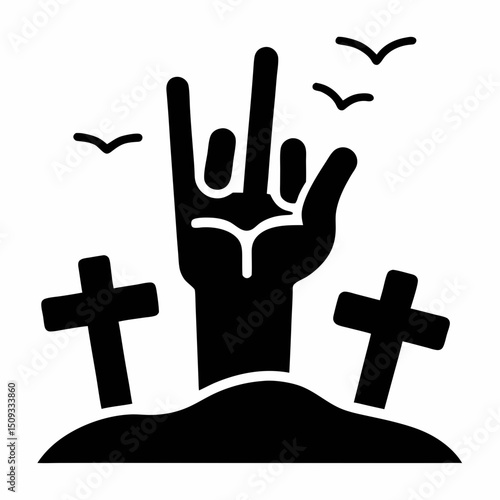 Halloween concept silhouette black and white illustration on white background