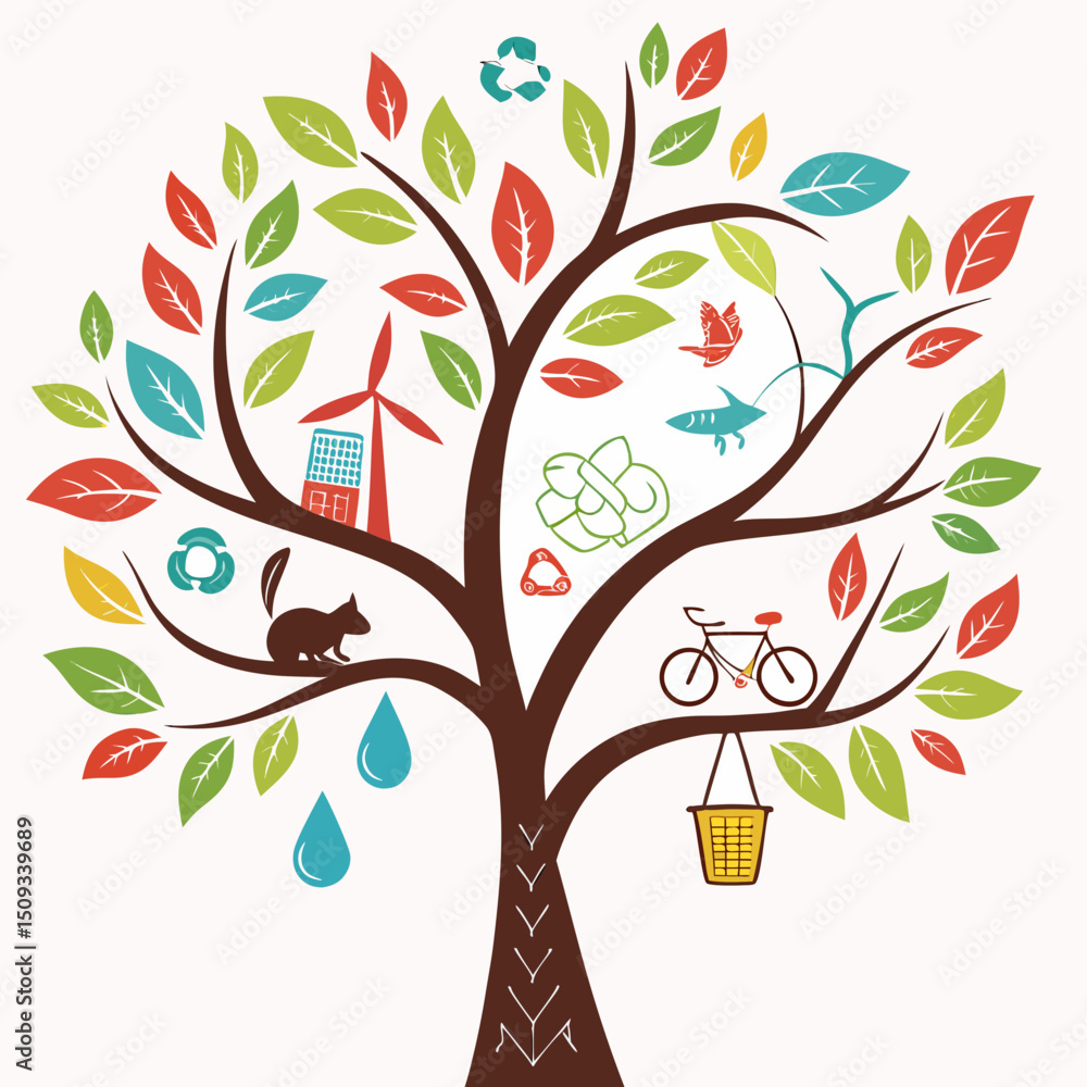 Obraz premium abstract tree with birds