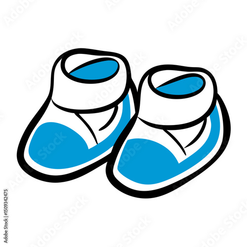 Adorable baby booties in blue color, perfect for newborn baby shower invitations. Tiny baby booties are shown in a soft blue hue, ideal for creating cute announcements and cards.
