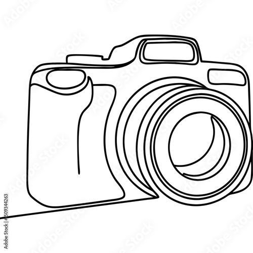 Single line drawing camera. Minimalist camera illustration perfect for photography blogs, websites or social media posts. Stylish camera design concept for advertising and branding.