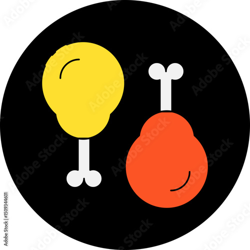 Chicken leg single icon vector illustration