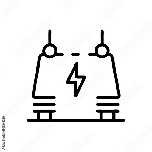 Electrical substation icon, line art style, for energy industry applications