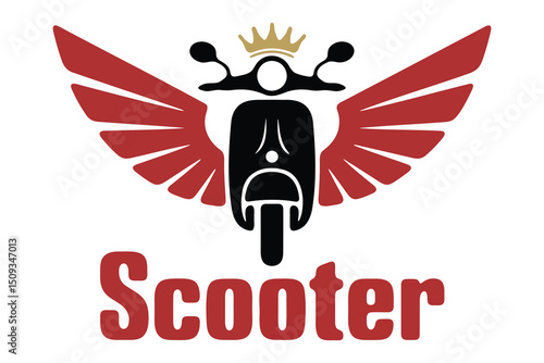 Royal scooter logo design with red wings
