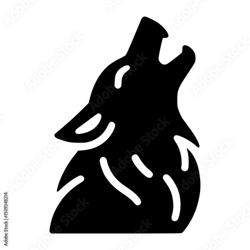 A silhouette of a wolf howling