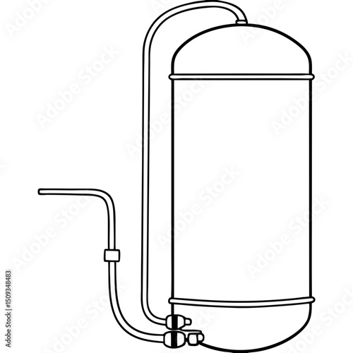 Hot water tank diagram, plumbing system illustration