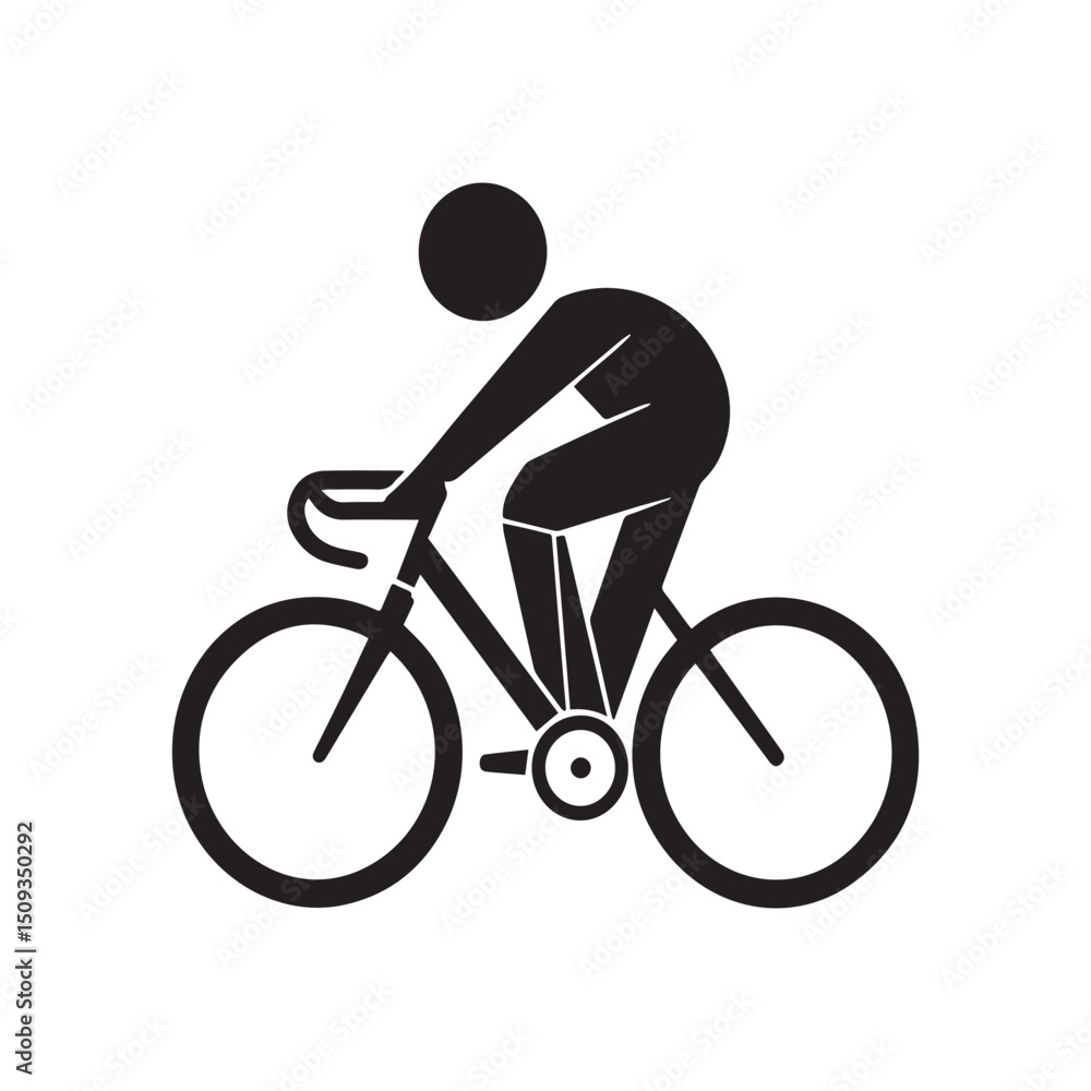 Obraz premium Simple Black and White Illustration of a Person Cycling