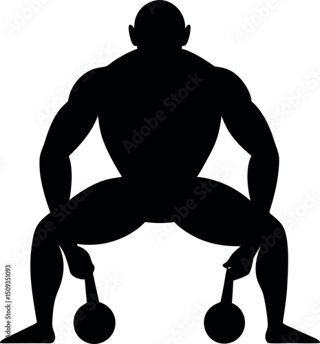 Icon of bodybuilder, vector illustration. Vector illustration of bodybuilder with dumbbells