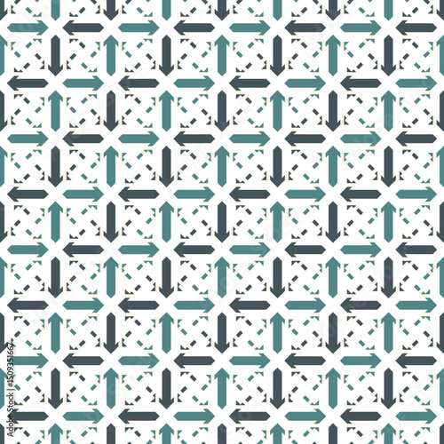 Seamless ethnic ornament. Tribal wallpaper. Arrows image. Folk pattern. Geometric backdrop. Mosaics motif. Grid background. Digital paper. Textile print. Ethnical design.