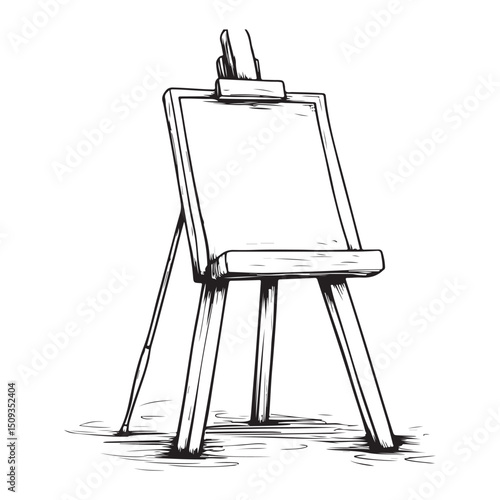 Silhouette of canvas, Wooden easel holding a blank canvas, symbolizing creativity, potential, and artistic expression