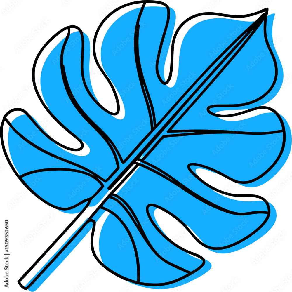 Fototapeta premium Blue leaf illustration, simple style, for branding