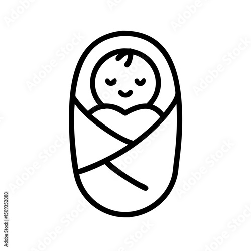 Sleeping baby swaddled in blanket, for newborn announcements