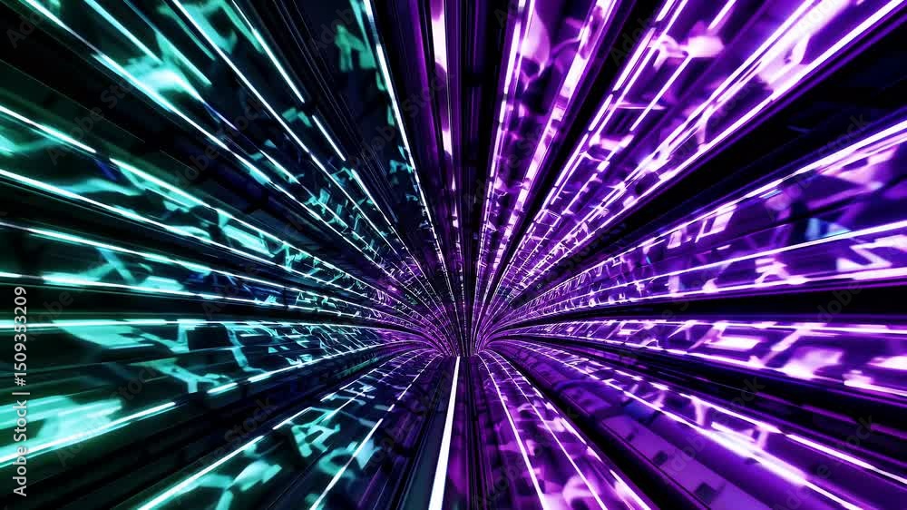 Hyperspace sci fi tunnel motion animation glowing speed lines digital travel visuals representing futuristic light speed digital transport