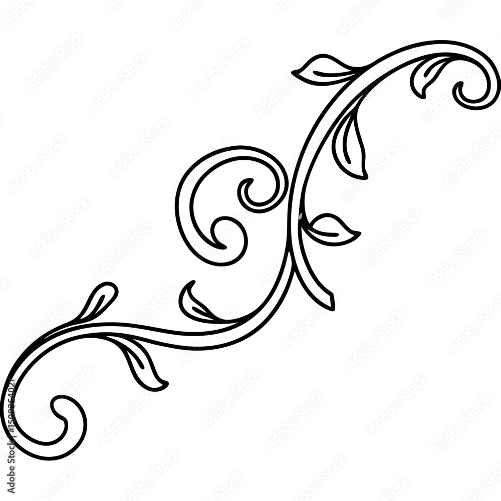 Spiral vine design element, black and white, for decoration Spiral vine design element, black and white, for decoration