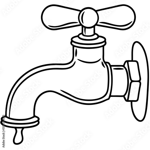 Simple line drawing of a water tap, for plumbing guides