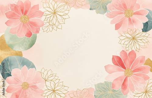 Japanese Abstract Background with Sakura and Traditional Patterns