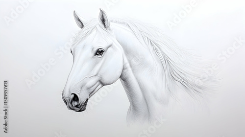 White Horse Stippling Portrait Drawing