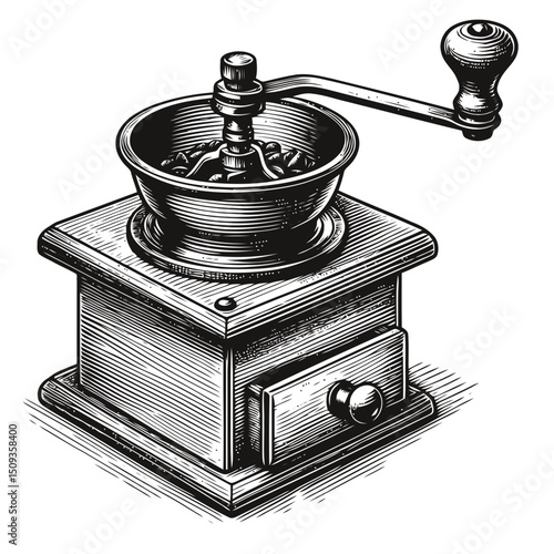 Vintage Coffee Grinder Illustration⁠