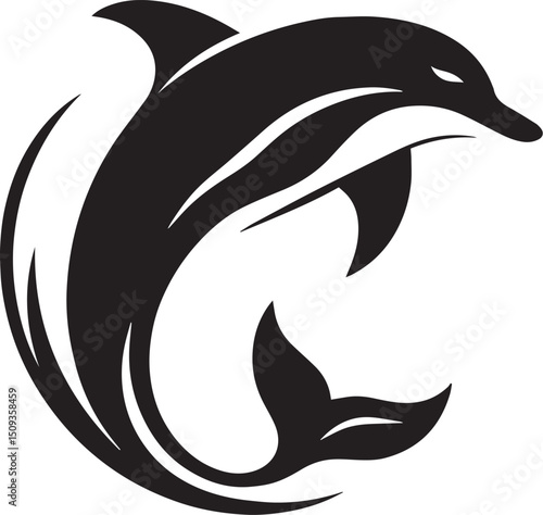 Dolphin Silhouette Vector – Marine Animal Clipart for Ocean Designs, Logos, T-Shirts, and Cricut Projects