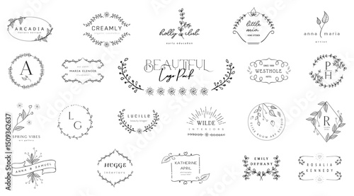 Elegant Floral Emblems: A curated collection of beautifully crafted floral emblems and logos. Designed with delicate botanical elements, each emblem offers a sophisticated aesthetic.