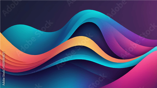 Abstract flowing wave design with gradient colors. Ideal for backgrounds, banners, and creative projects. Features smooth curves, modern style, and visual appeal3