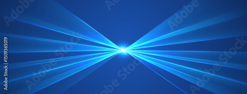 Blue lasers background., glowing rays or neon beams, bright futuristic backdrop. Concert or nightclub spotlights. Vector illustration.