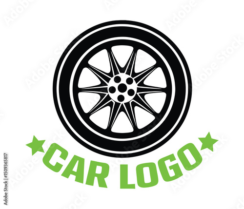 Vector car wheel icon on white background