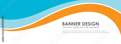 Modern Blue and Orange Wavy Business Banner Templates