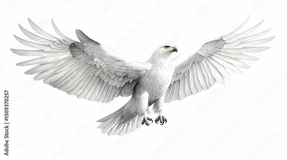 Fototapeta premium Majestic White Bird in Flight Against White Background