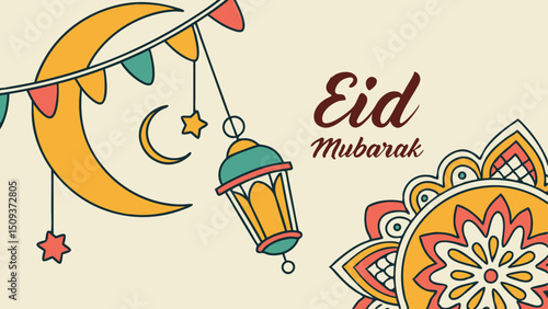 Create A Eid Banner Background With Writing Eid Mu