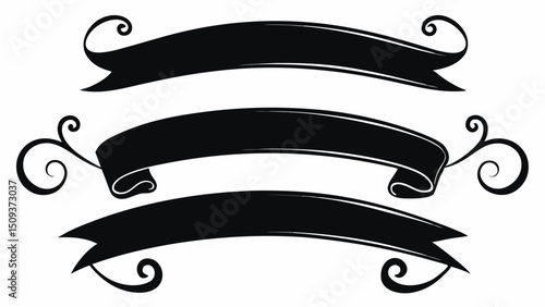 Elegant Black Ribbon Banners  Free Vector Set for Design Projects