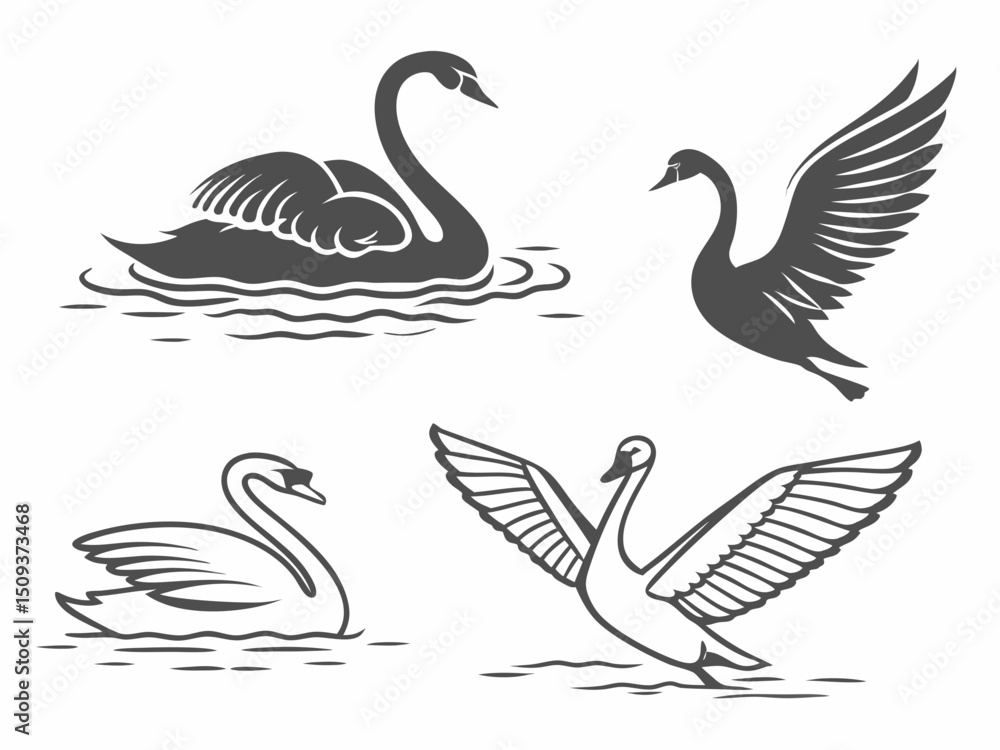 Fototapeta premium Illustrate A Monochromatic Bird Icon Pack Featurin 1