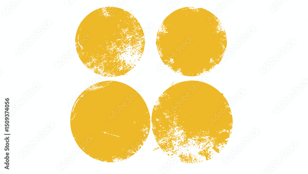 Grunge yellow paint sun shapes in brush style vector illustration