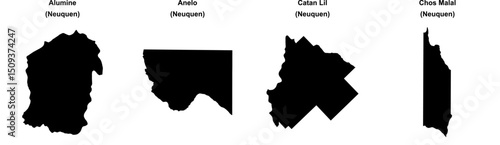 Alumine, Anelo, Catan Lil, Chos Malal outline maps
