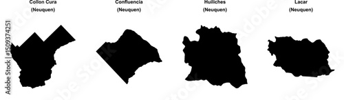 Collon Cura, Confluencia, Huiliches, Lacar outline maps