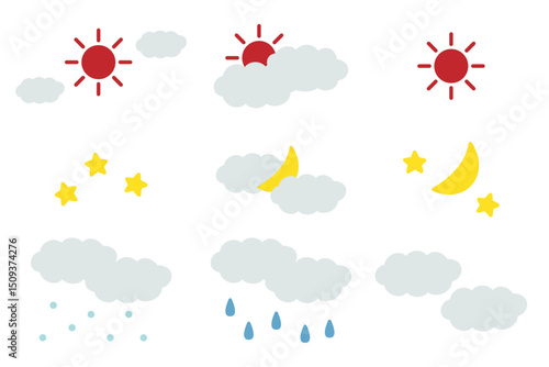 シンプルでかわいい天気のアイコンセット