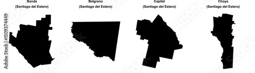 Banda, Belgrano, Capital, Choya outline maps