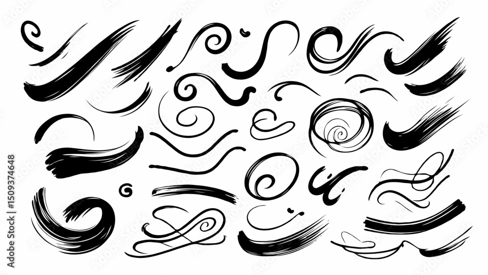Fototapeta premium Scribble underline and squiggle set marker elements vector illustration